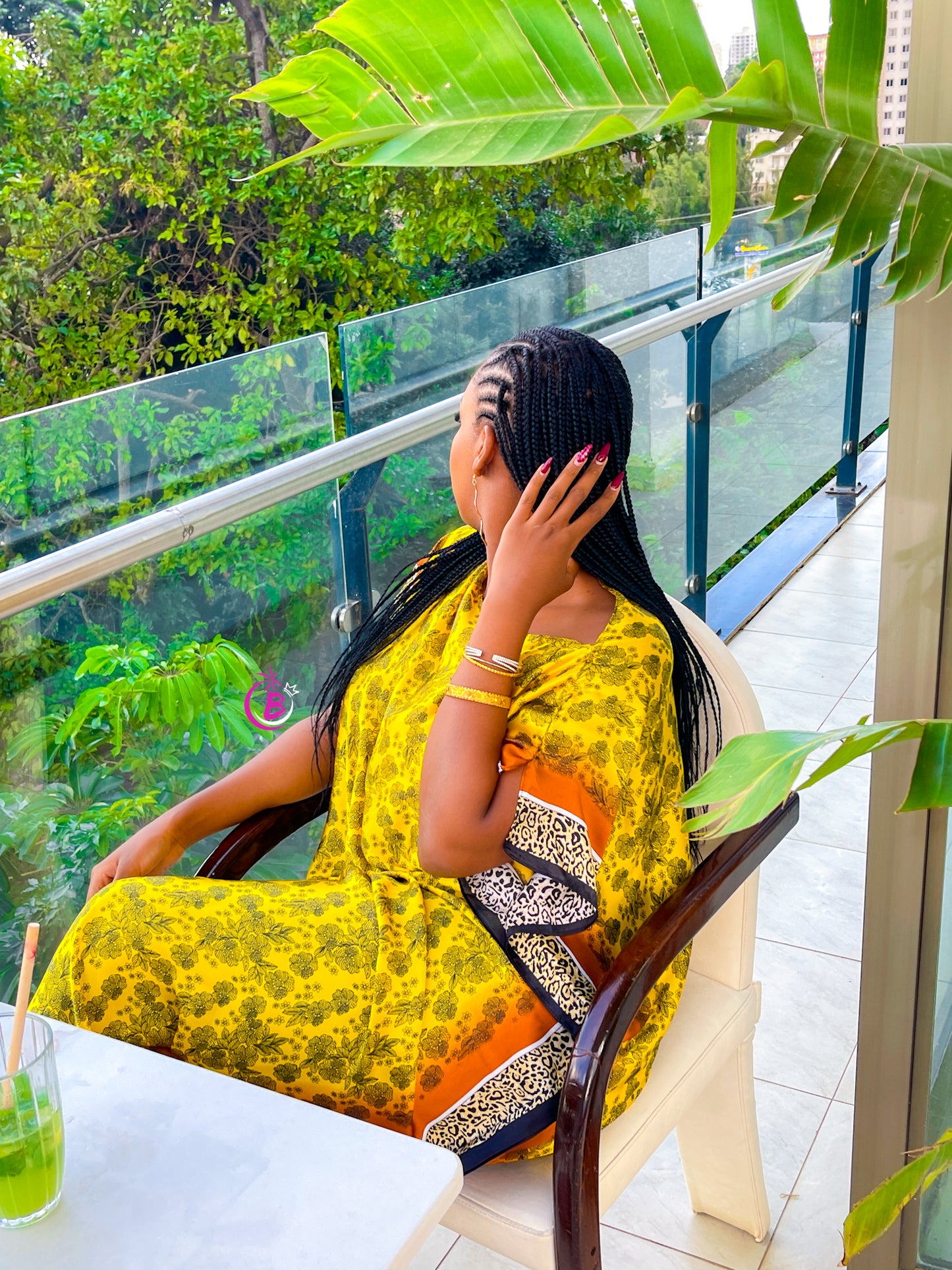 Yellow Animal Print Silk Dera