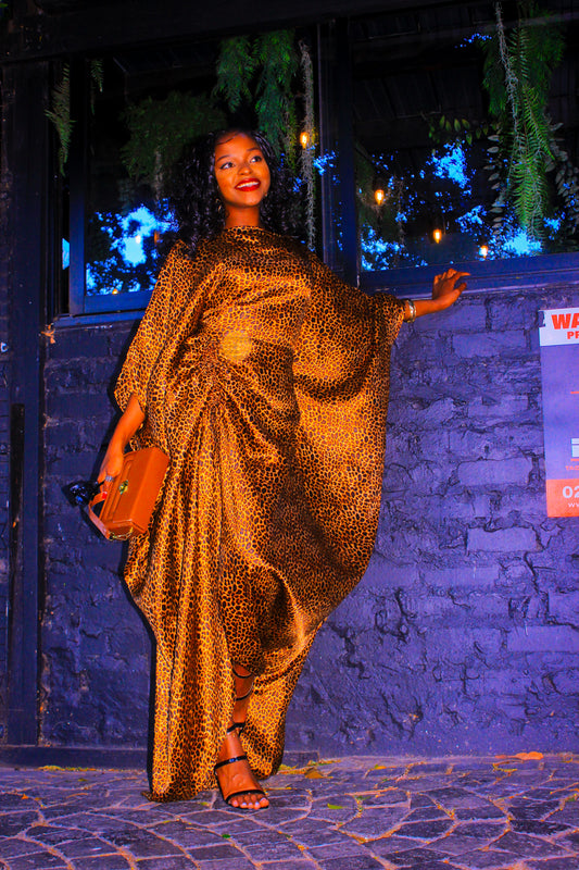 Brown Leopard Slit Kaftan