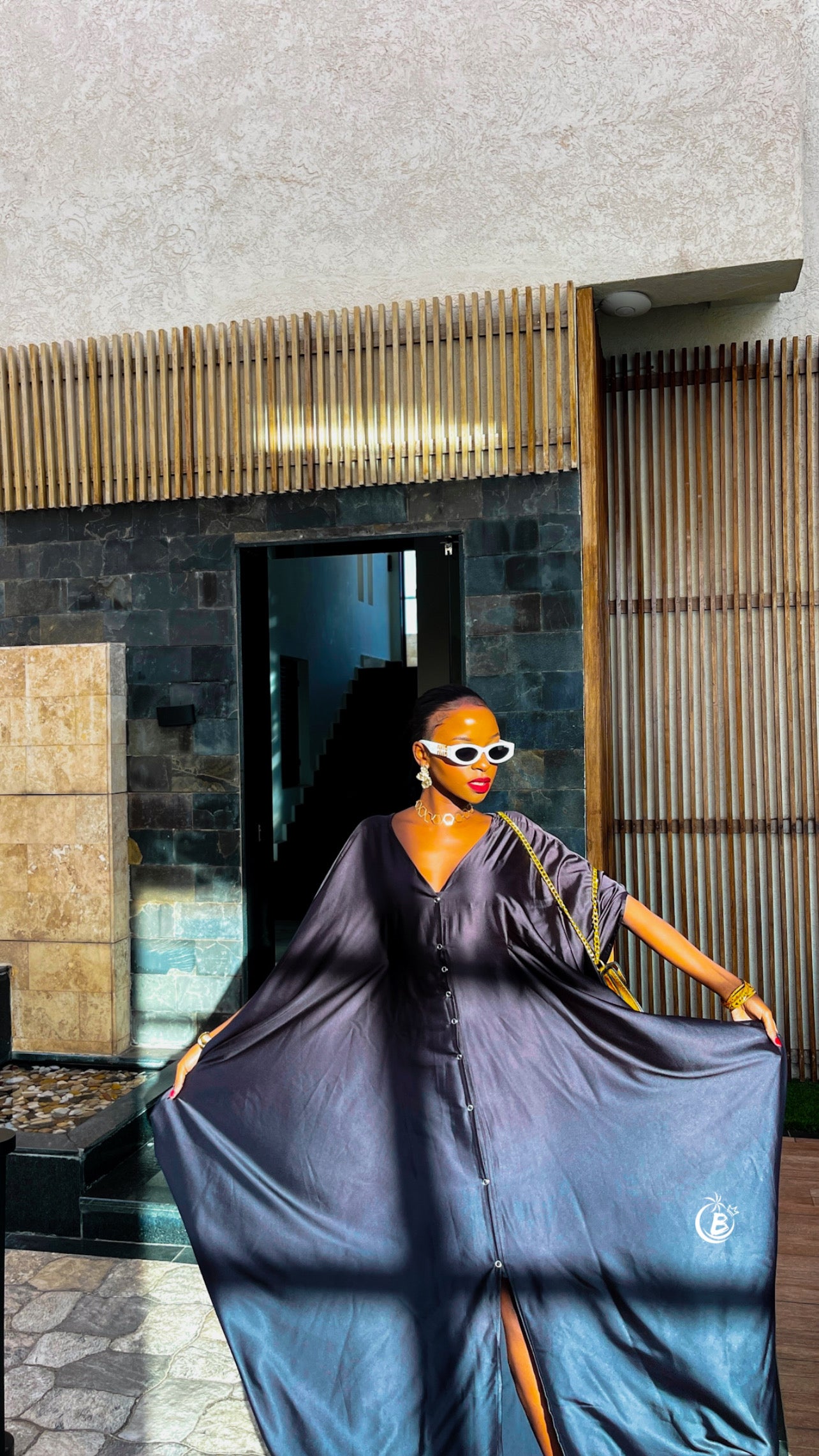 Black Button Down Kaftan