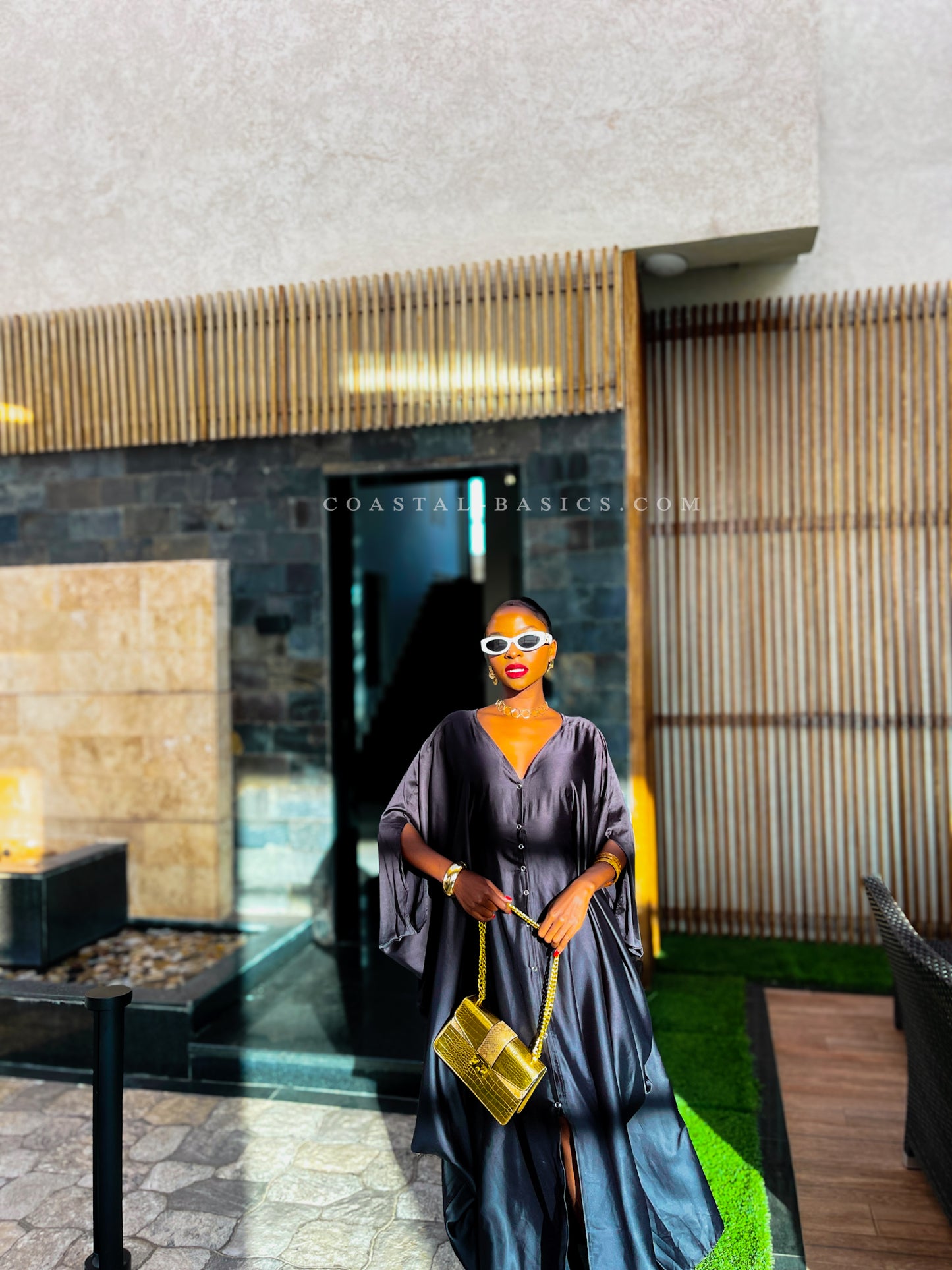 Black Button Down Kaftan