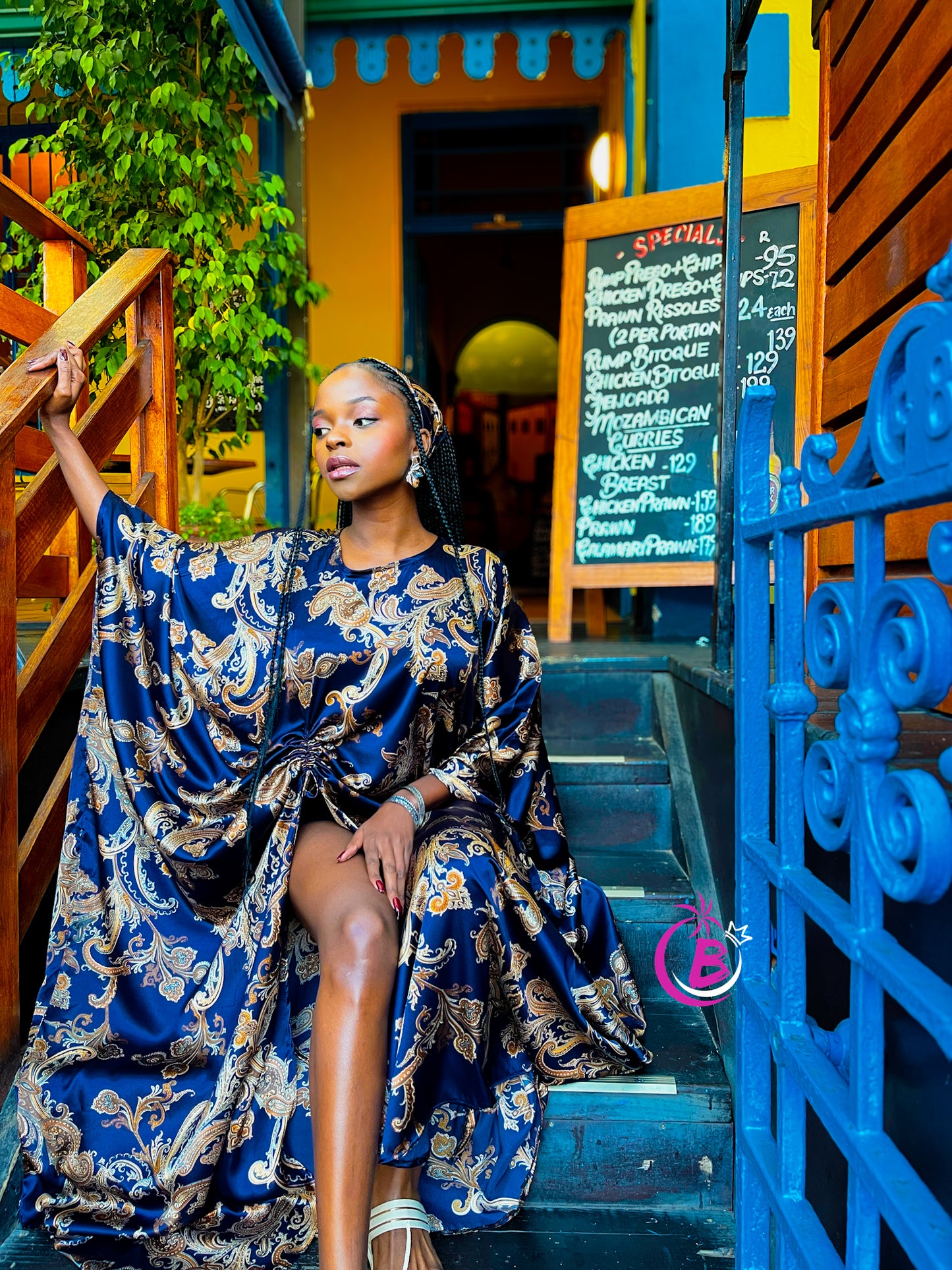 Teana Flowered Silk Kaftan