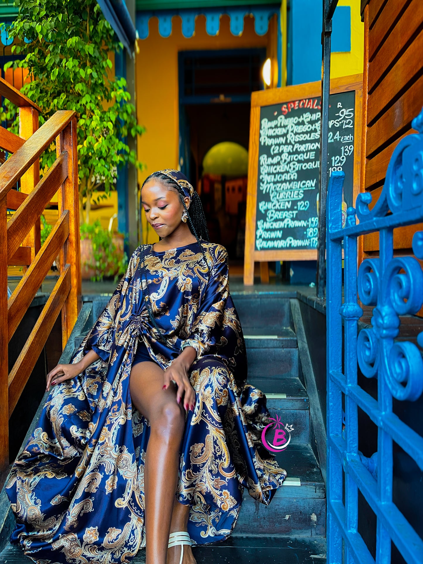 Teana Flowered Silk Kaftan