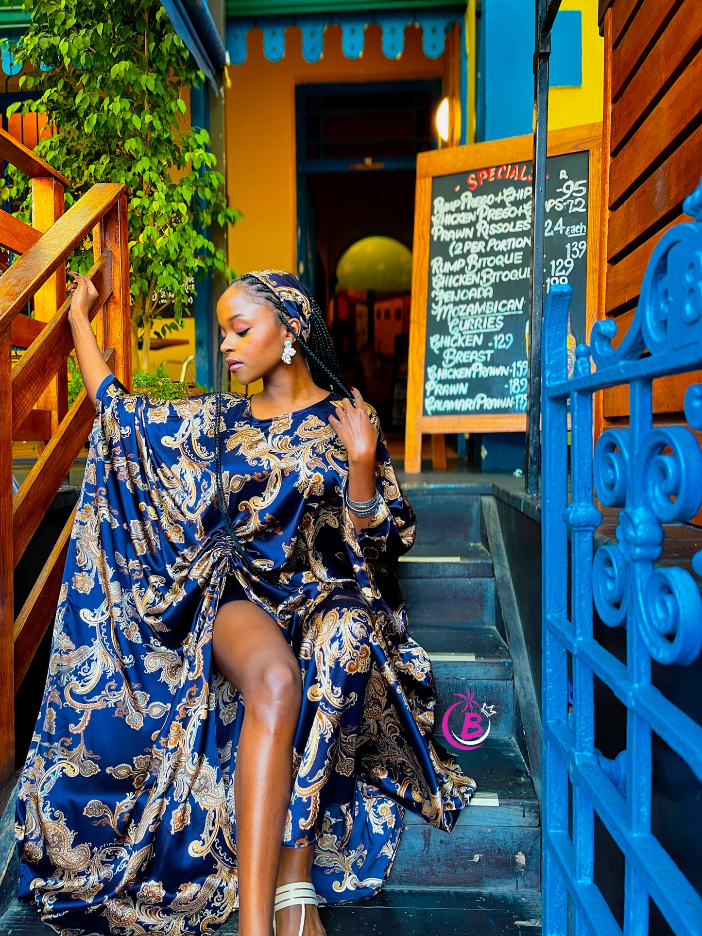 Teana Flowered Silk Kaftan