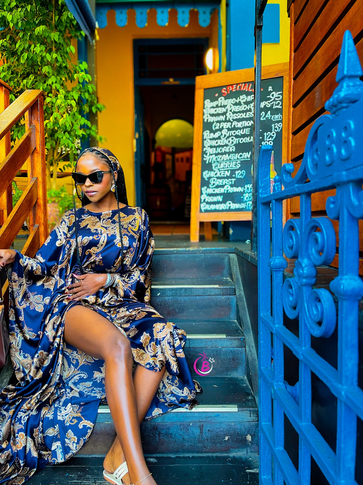 Teana Flowered Silk Kaftan