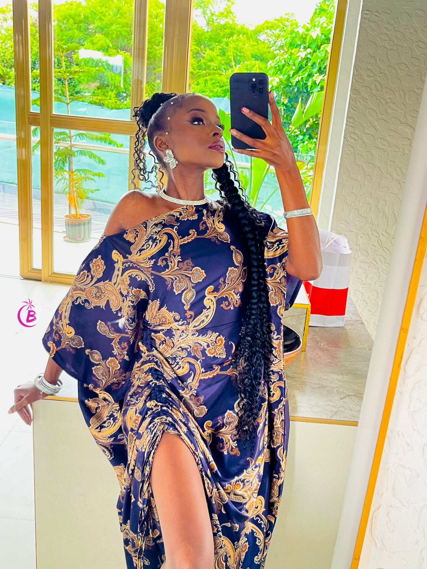 Teana Flowered Silk Kaftan