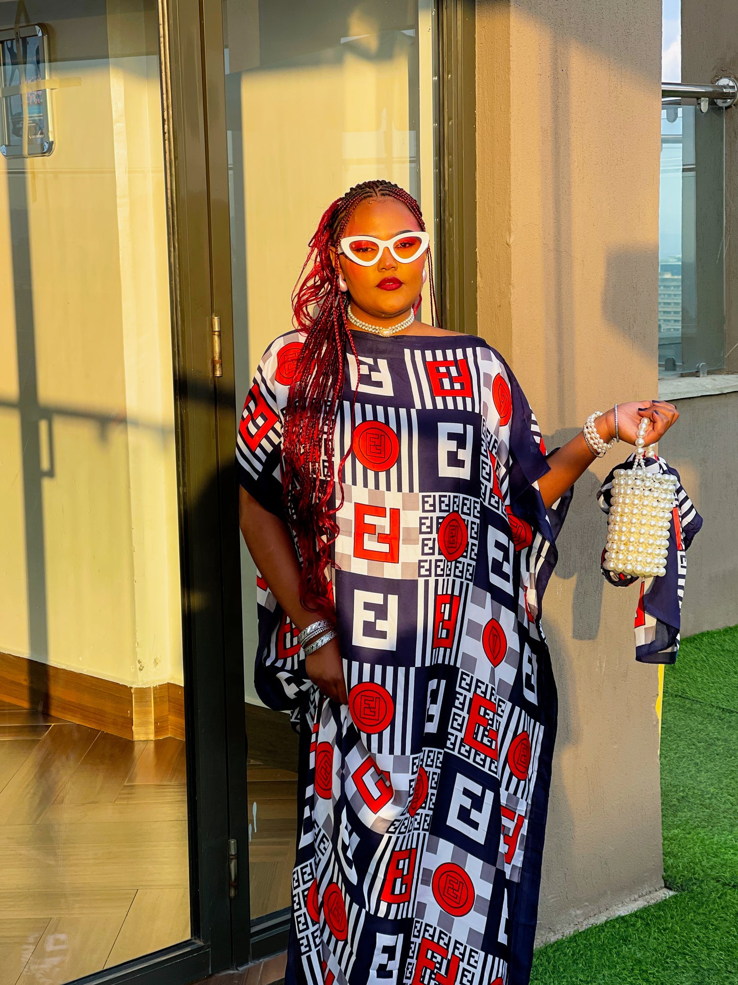 Red & Blue Checked Silk Dera