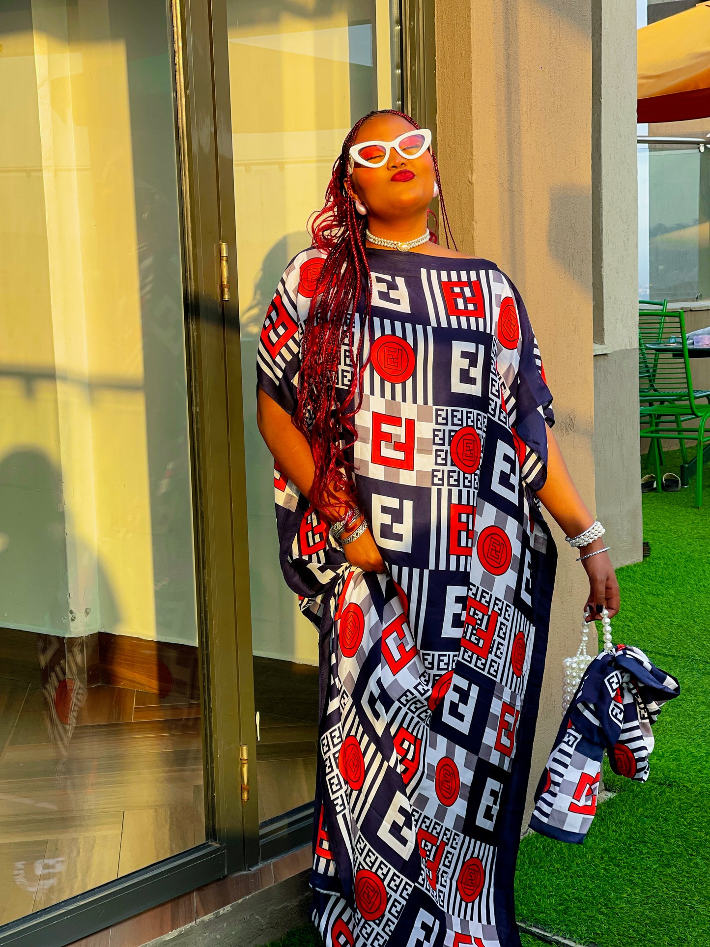 Red & Blue Checked Silk Dera