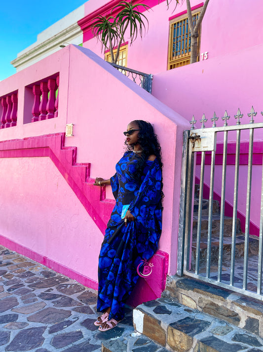 Vacay Edit - Blue Flowers Butterfly Kaftan
