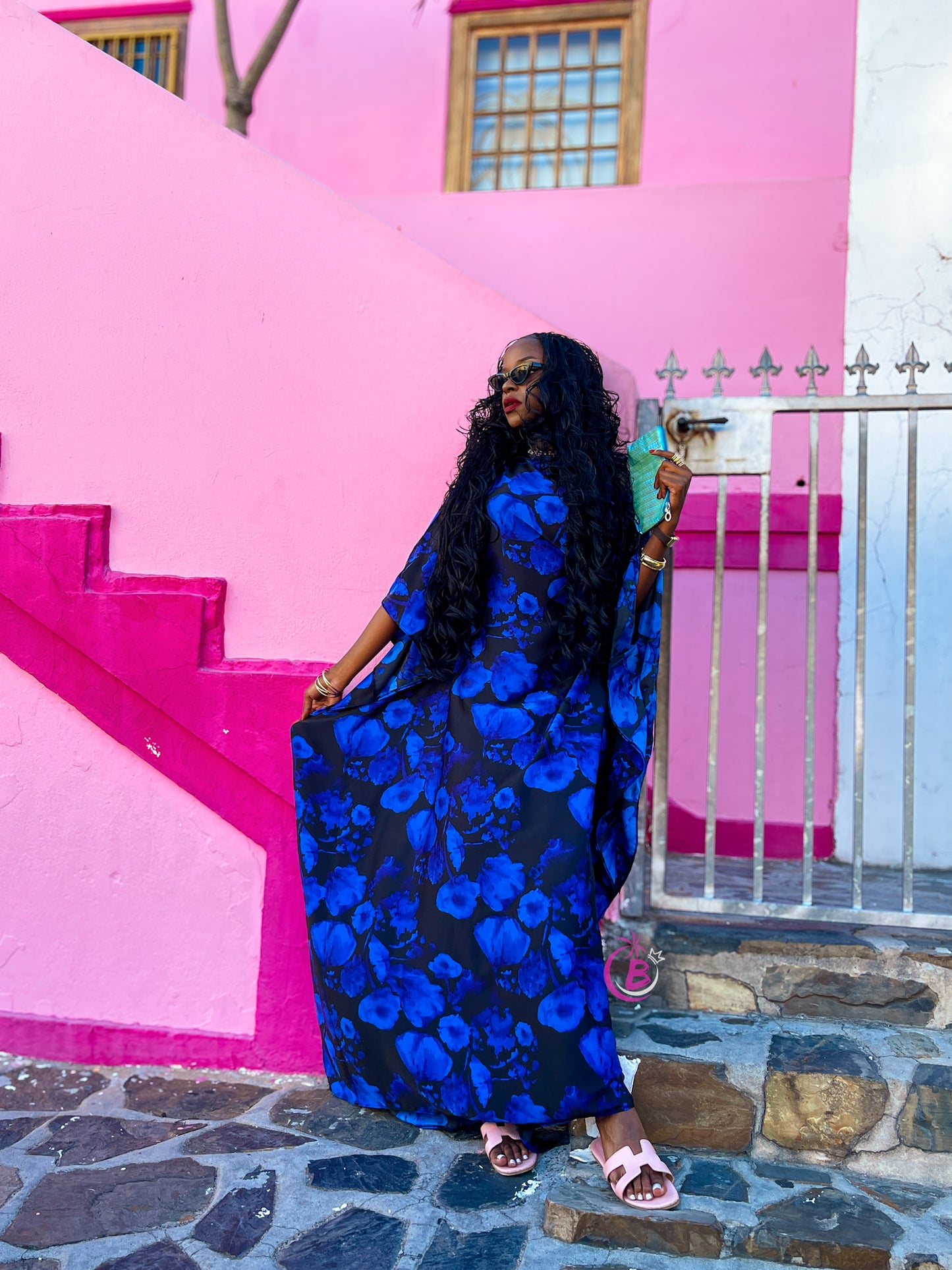 Vacay Edit - Blue Flowers Butterfly Kaftan