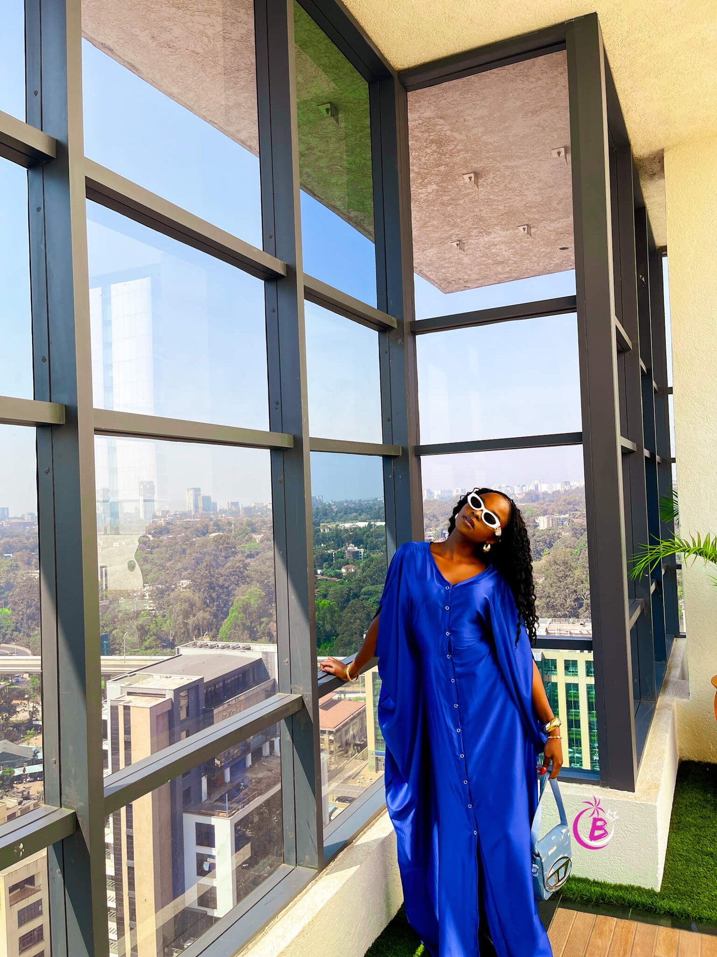 Deep Blue Button Down Kaftan