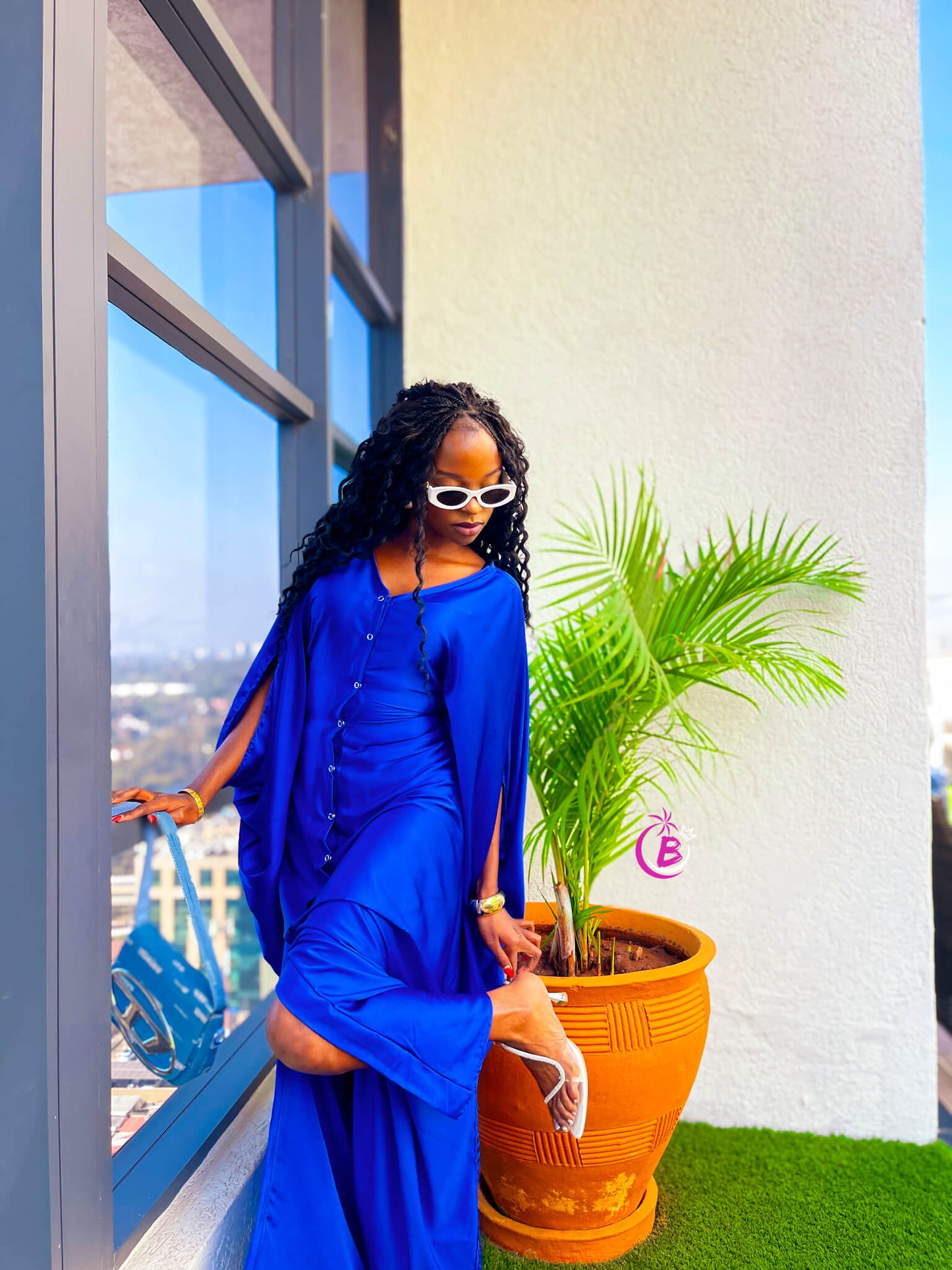 Deep Blue Button Down Kaftan