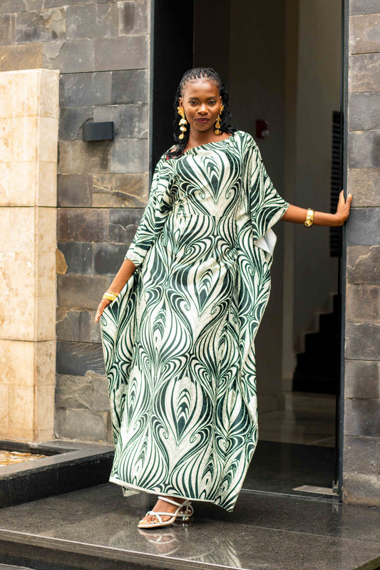 Alya Green Butterfly Kaftan