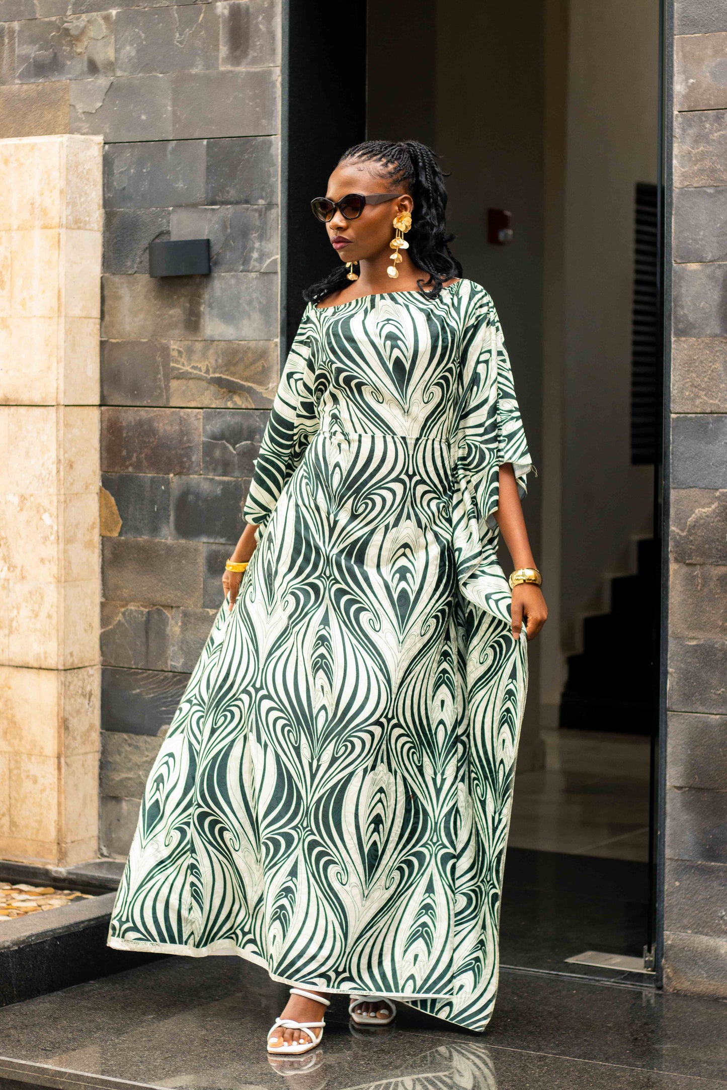 Alya Green Butterfly Kaftan