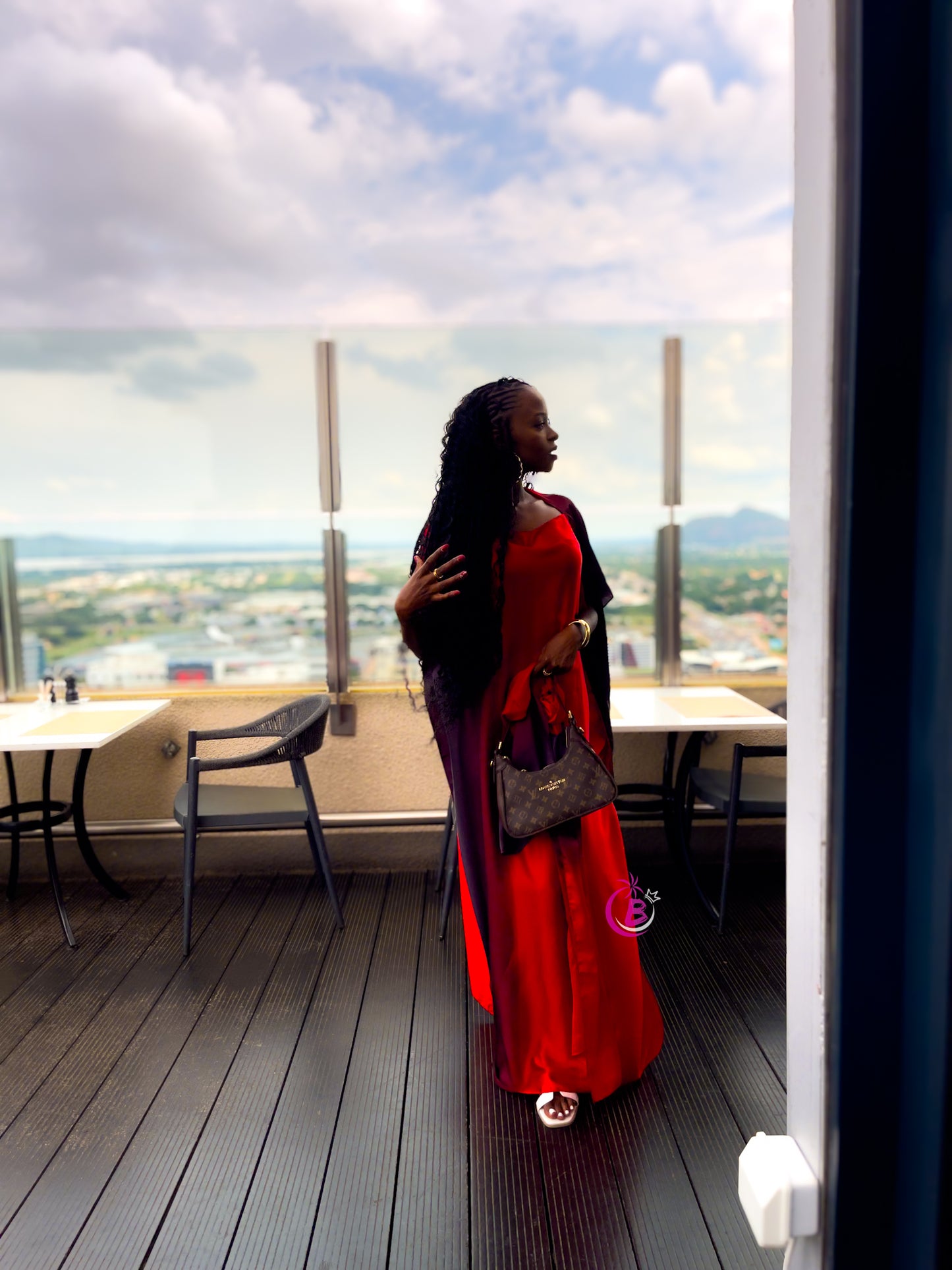 Red & Black Monochrome Silk Dera