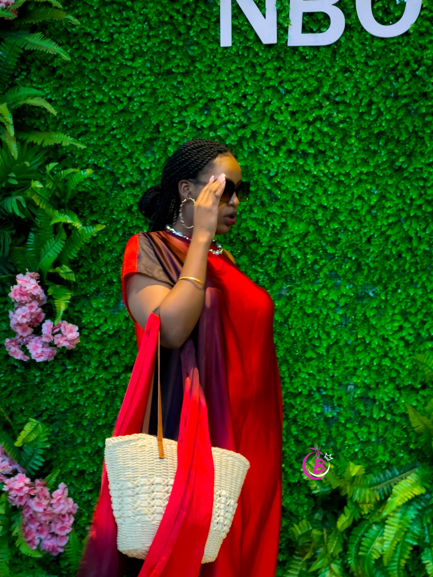 Red & Black Monochrome Silk Dera