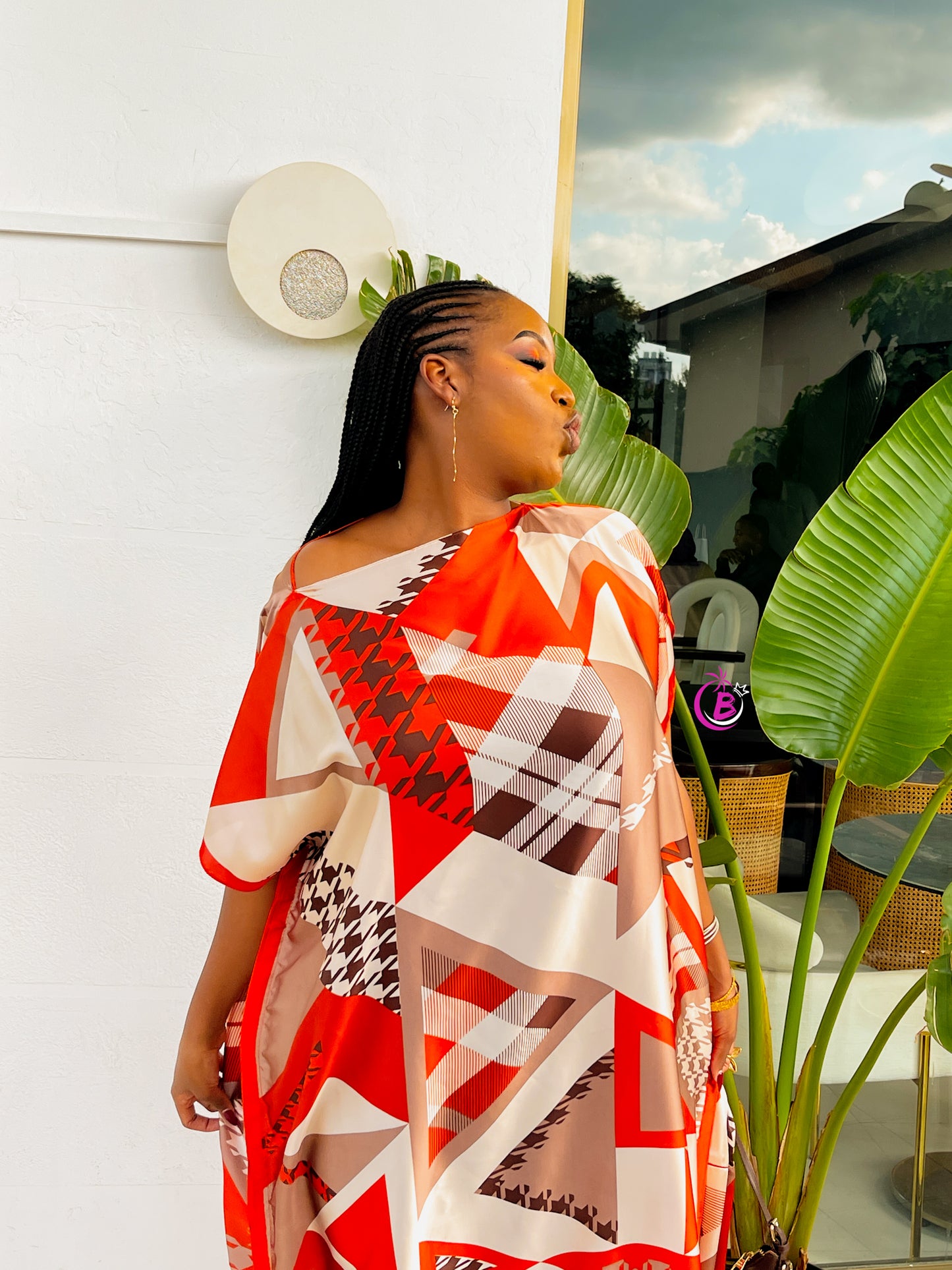 Orange Checked Silk Dera