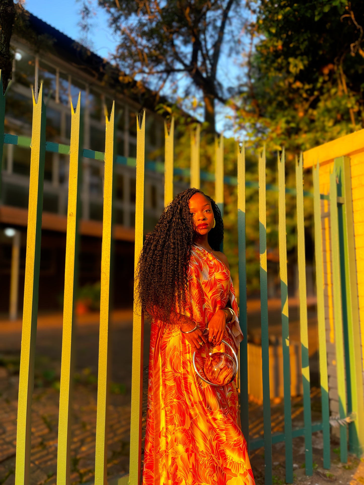Orange Leafy Silk Dera