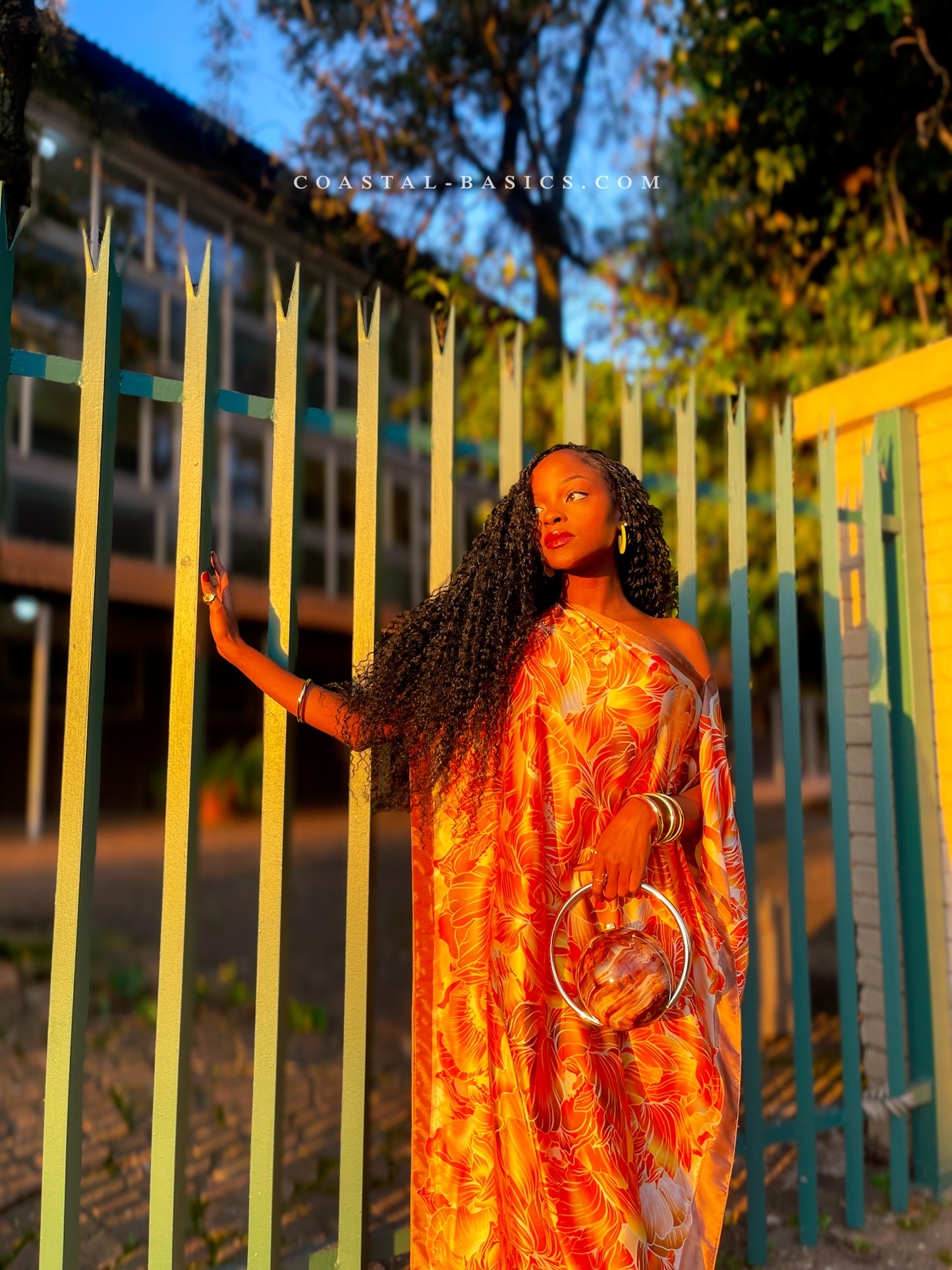 Orange Leafy Silk Dera
