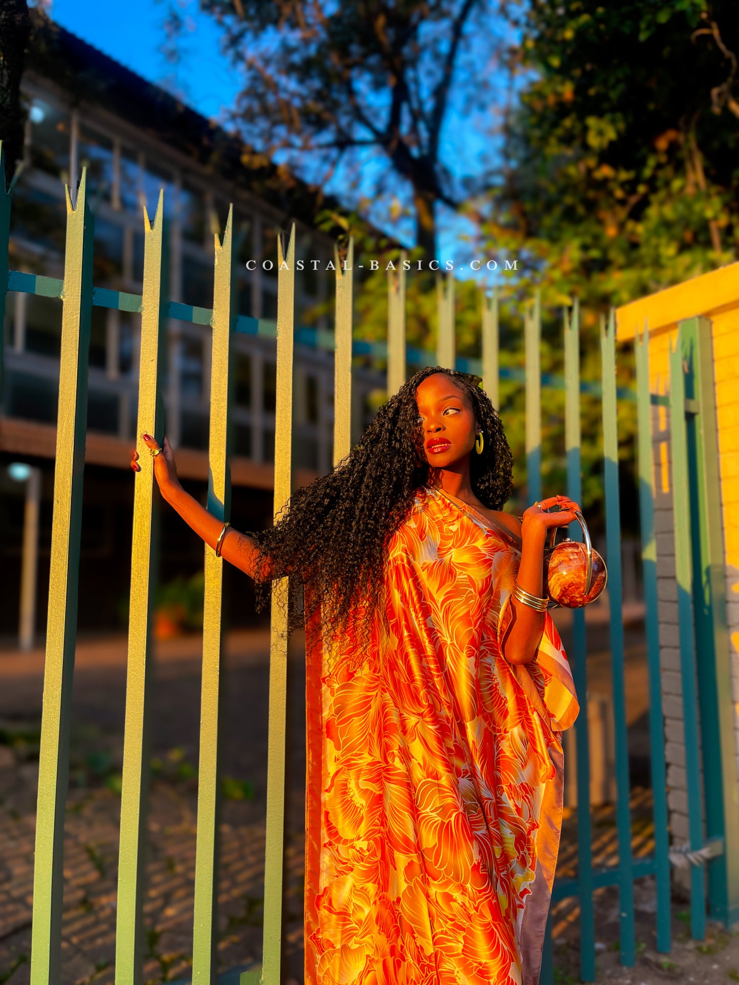 Orange Leafy Silk Dera