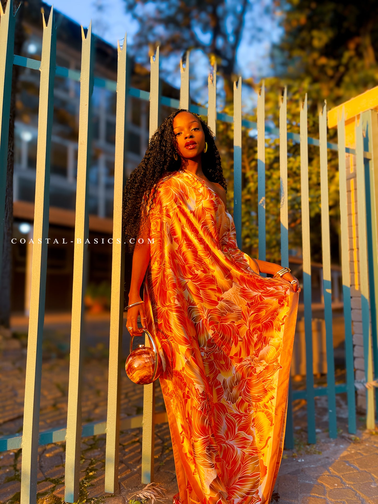 Orange Leafy Silk Dera