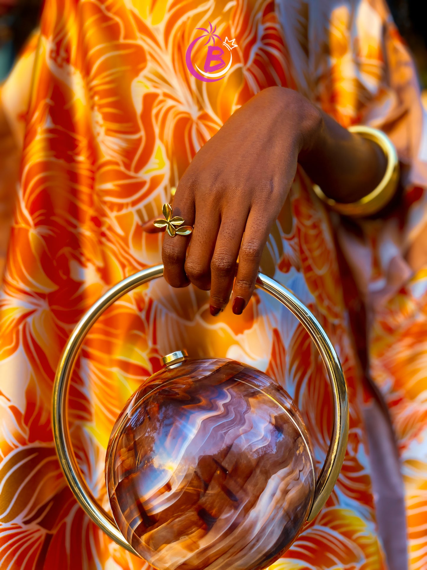 Orange Leafy Silk Dera