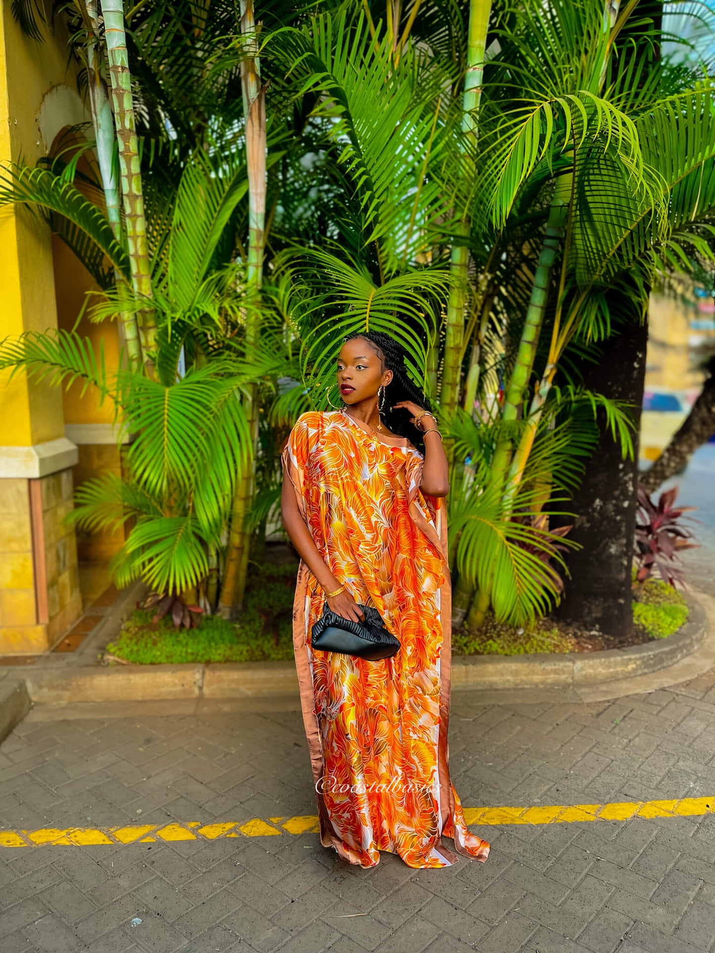 Orange Leafy Silk Dera