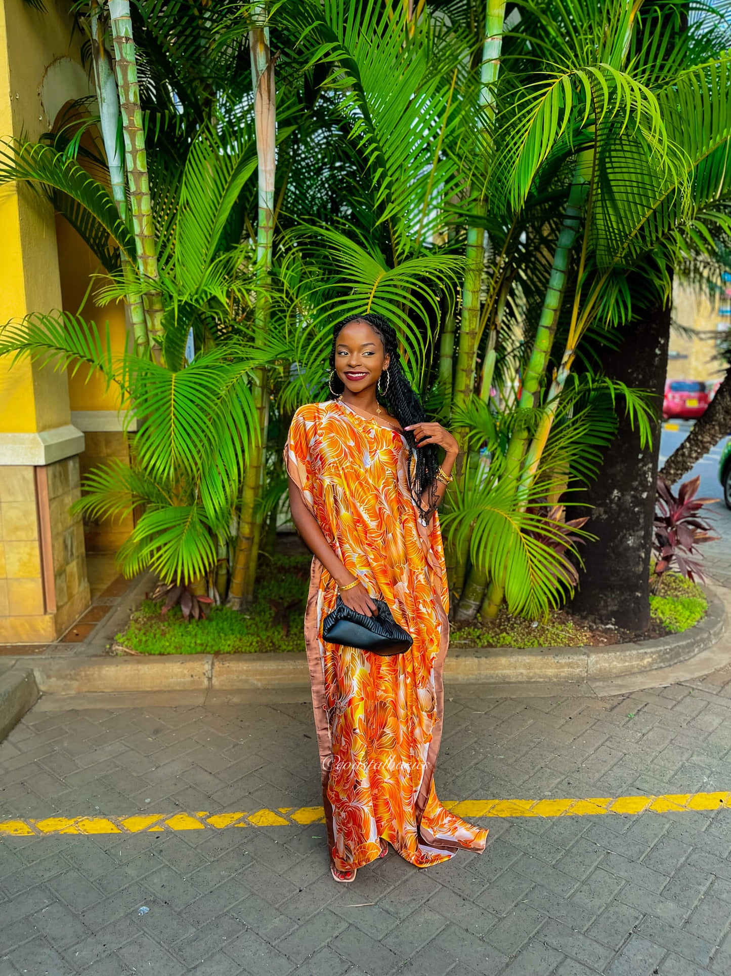 Orange Leafy Silk Dera