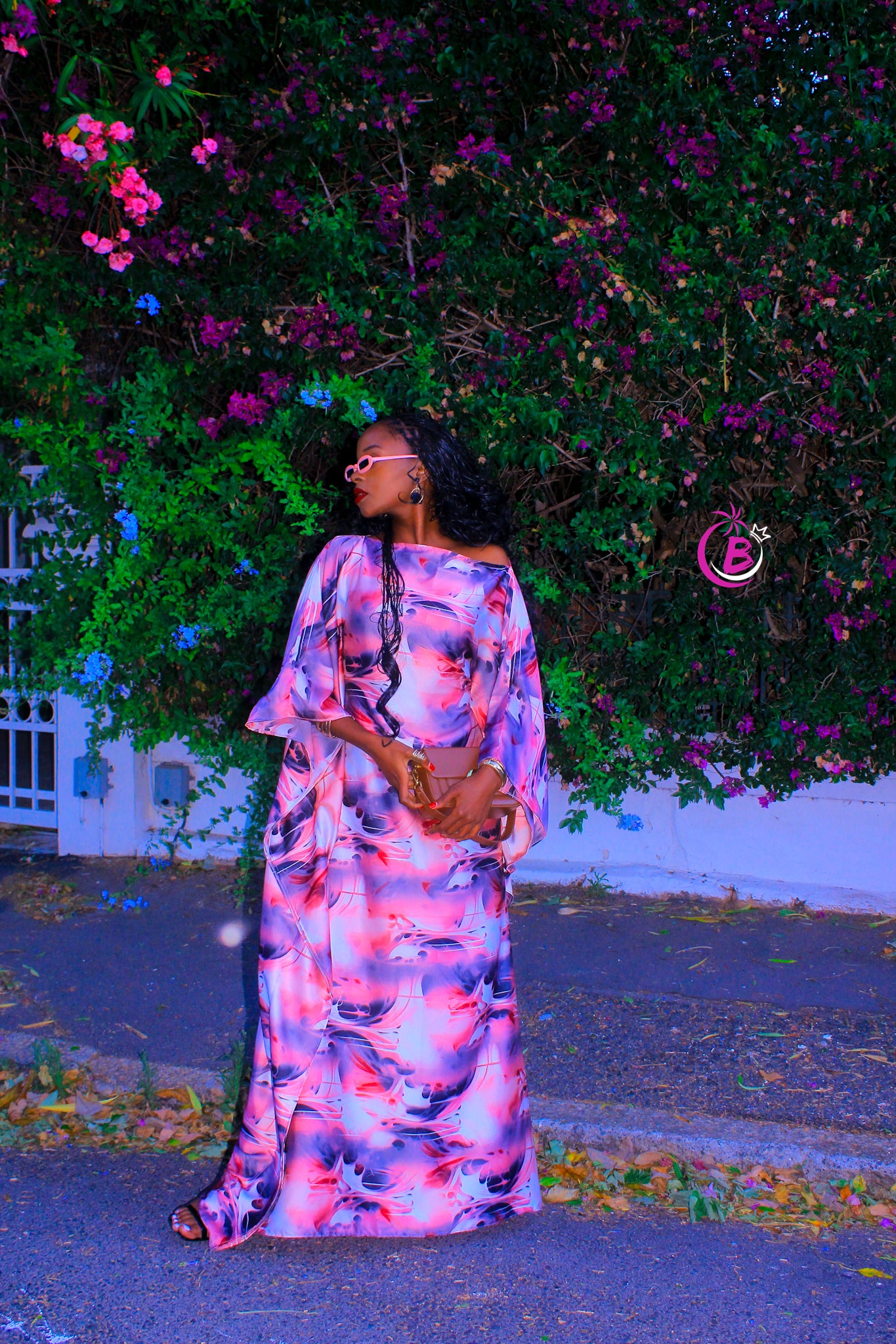 Lulu Pink Butterfly Kaftan