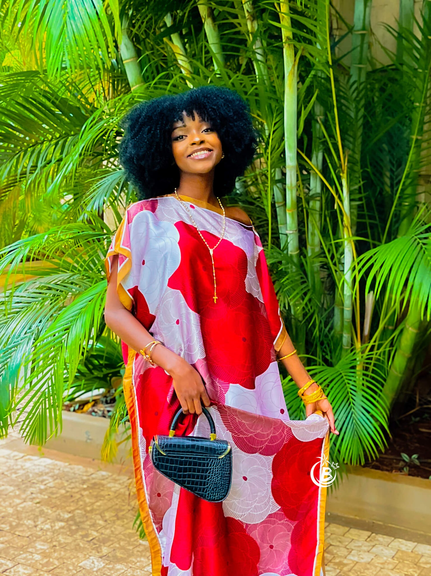 Plum Red & White Abstract Silk Dera