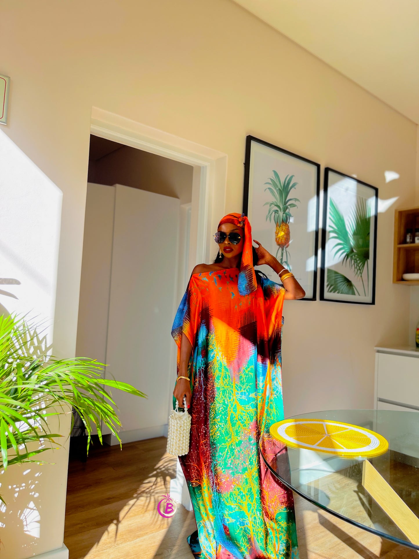 Tone Rainbow Abstract Pattern Print Silk Dera
