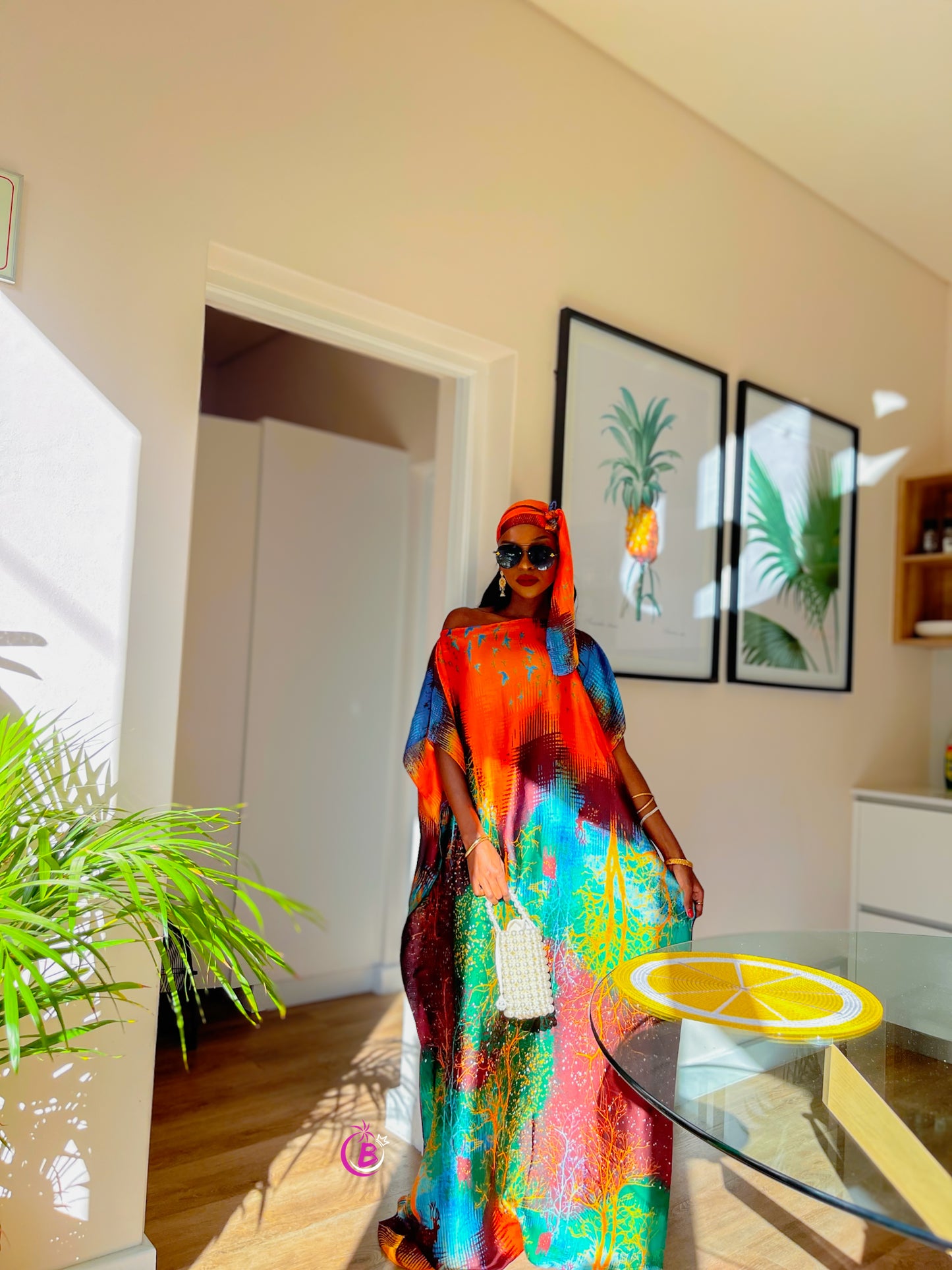 Tone Rainbow Abstract Pattern Print Silk Dera